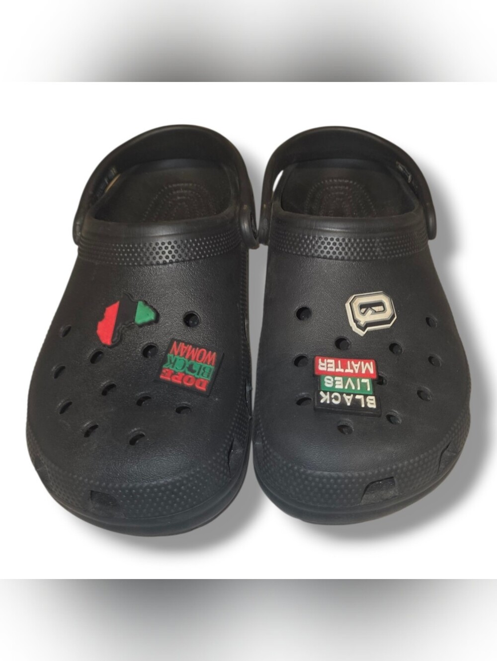 Black Clog Shoes with 'Black Lives Matter' Charms